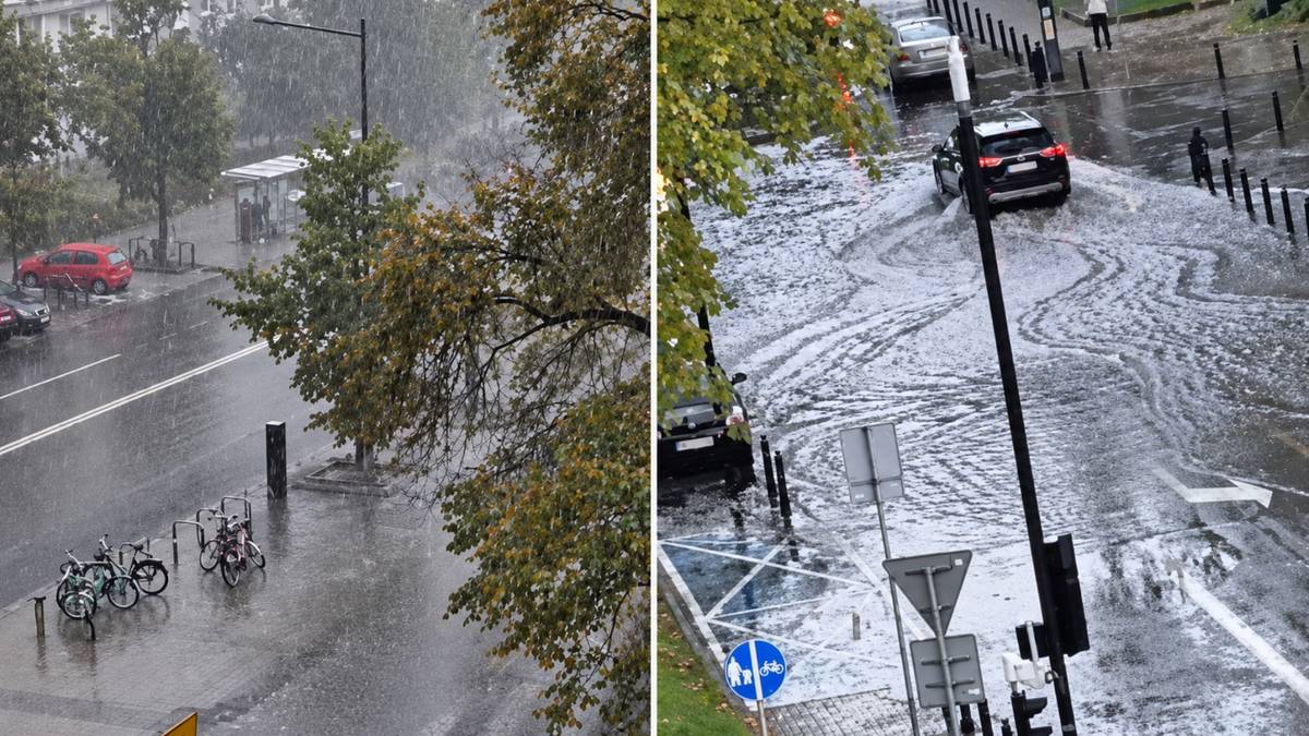 Nagła zmiana pogody w Warszawie. Spadł grad, zrobiło się biało