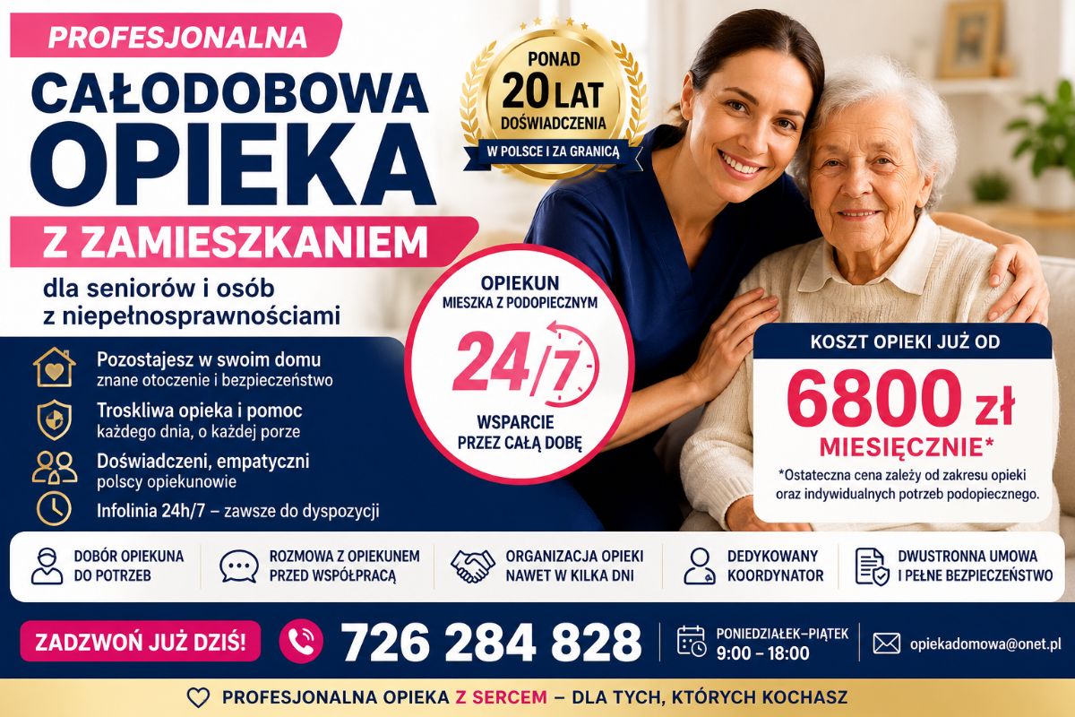 Szukasz całodobowej opieki z zamieszkaniem dla seniora? Skontaktuj się z nami