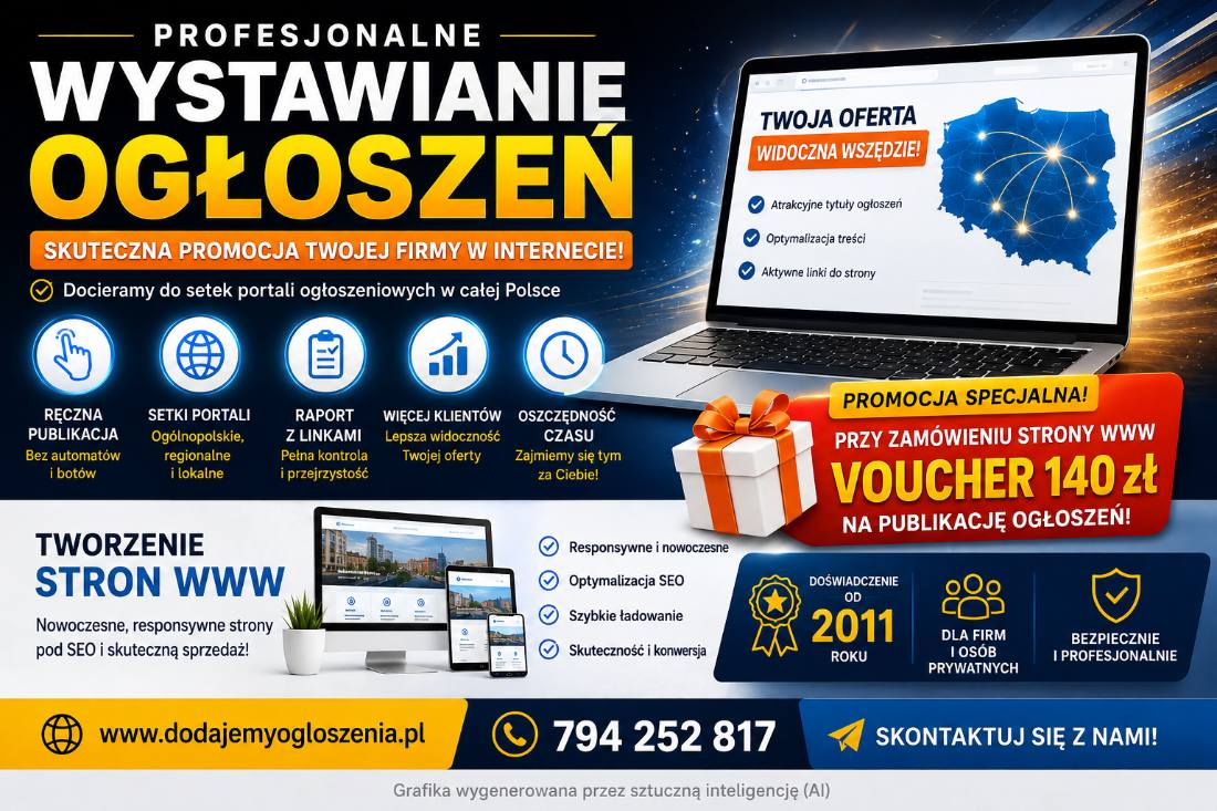 Skuteczne wystawianie ogłoszeń w całej Polsce  + Tanie strony WWW